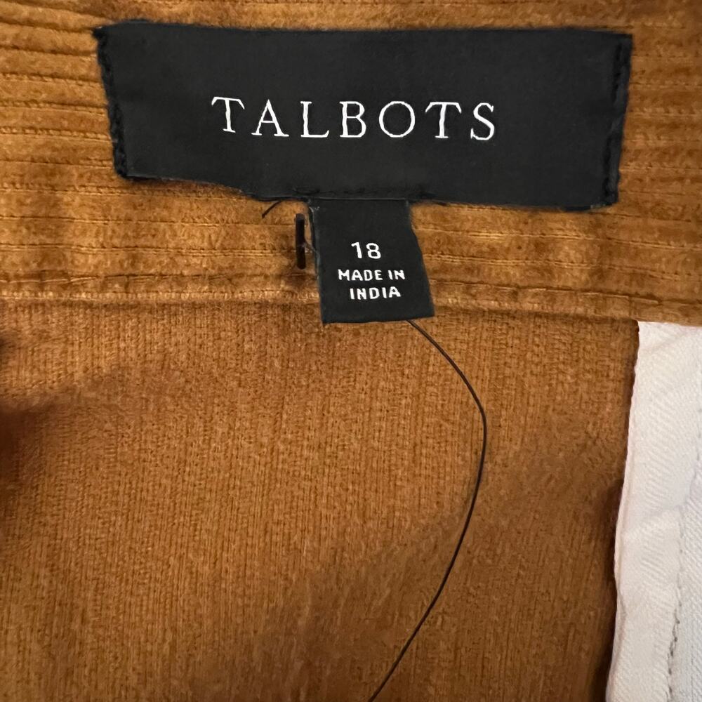 Talbots Corduroy A Line Skirt Size 18 Camel Brown Knee Length Preppy Pocket - Picture 5 of 10